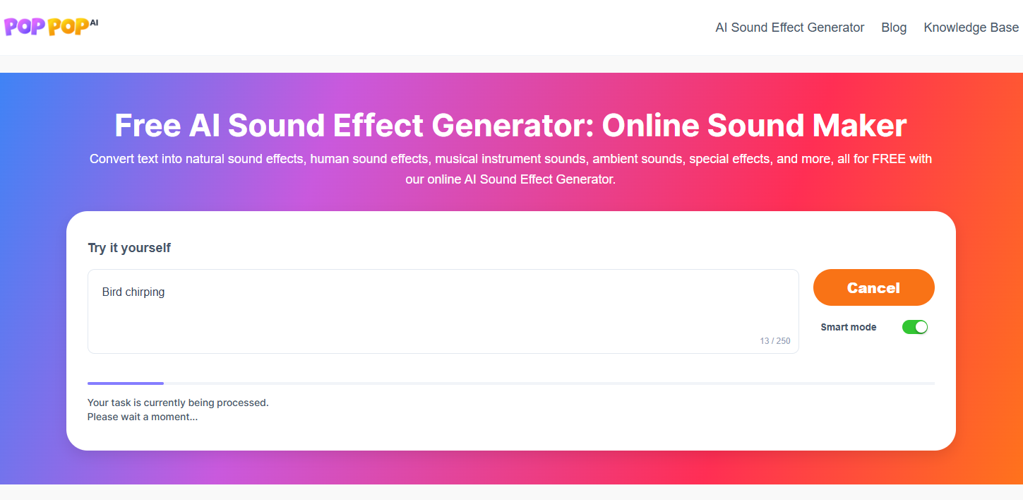 PopPop AI Sound Effect Generator Generate sound effects