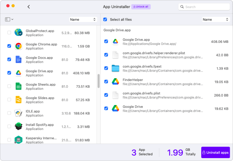 FoneDog App Uninstaller choose applications