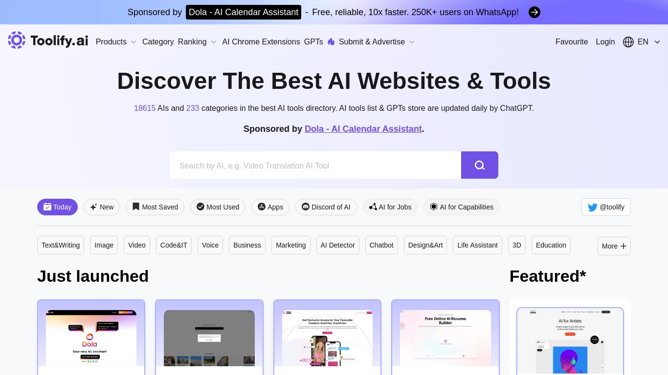 Toolify.ai Landing page