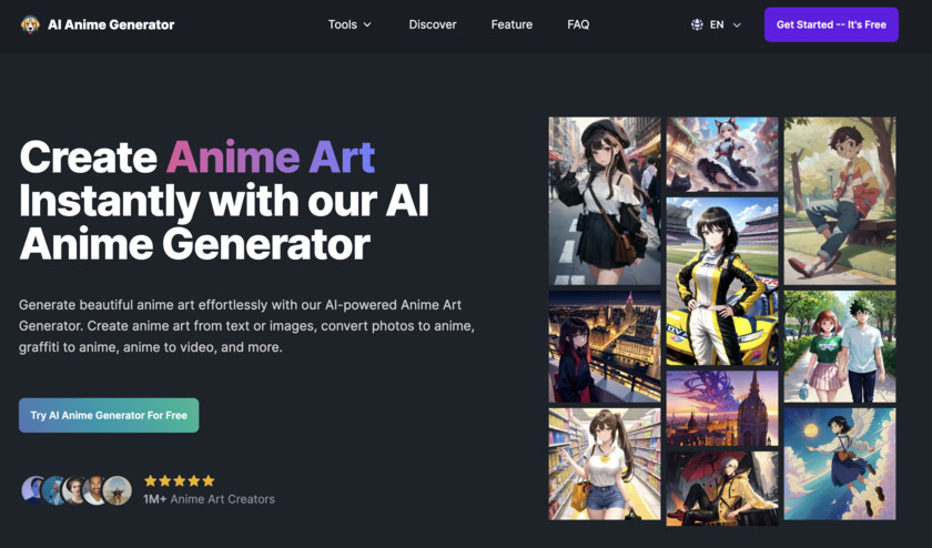 AI Anime Gen Landing Page