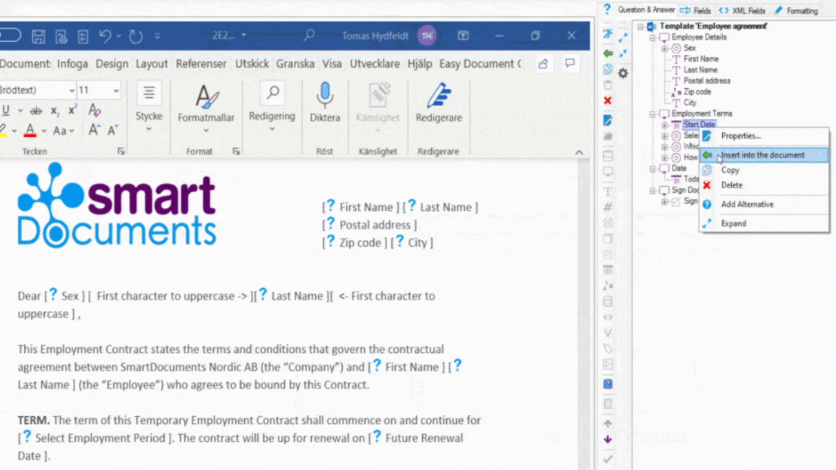 SmartDocuments Smart Template Builder