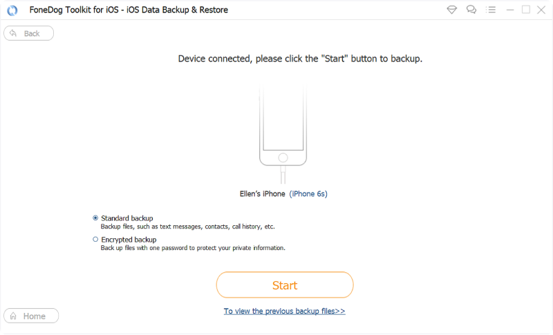 FoneDog iOS Data Backup  Restore select backup mode