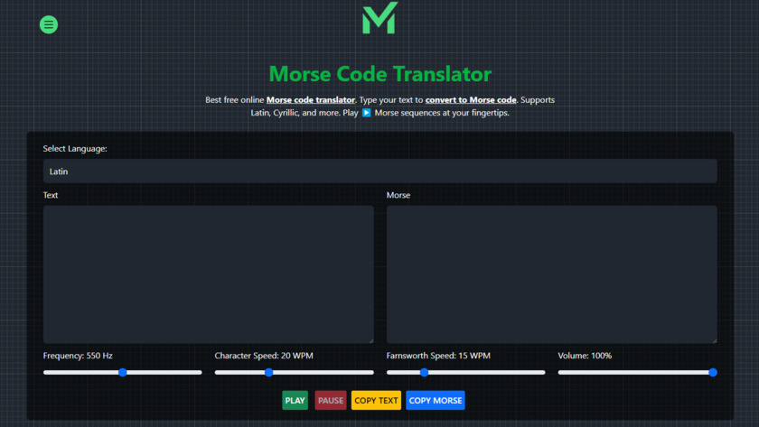 MorseGen Landing Page