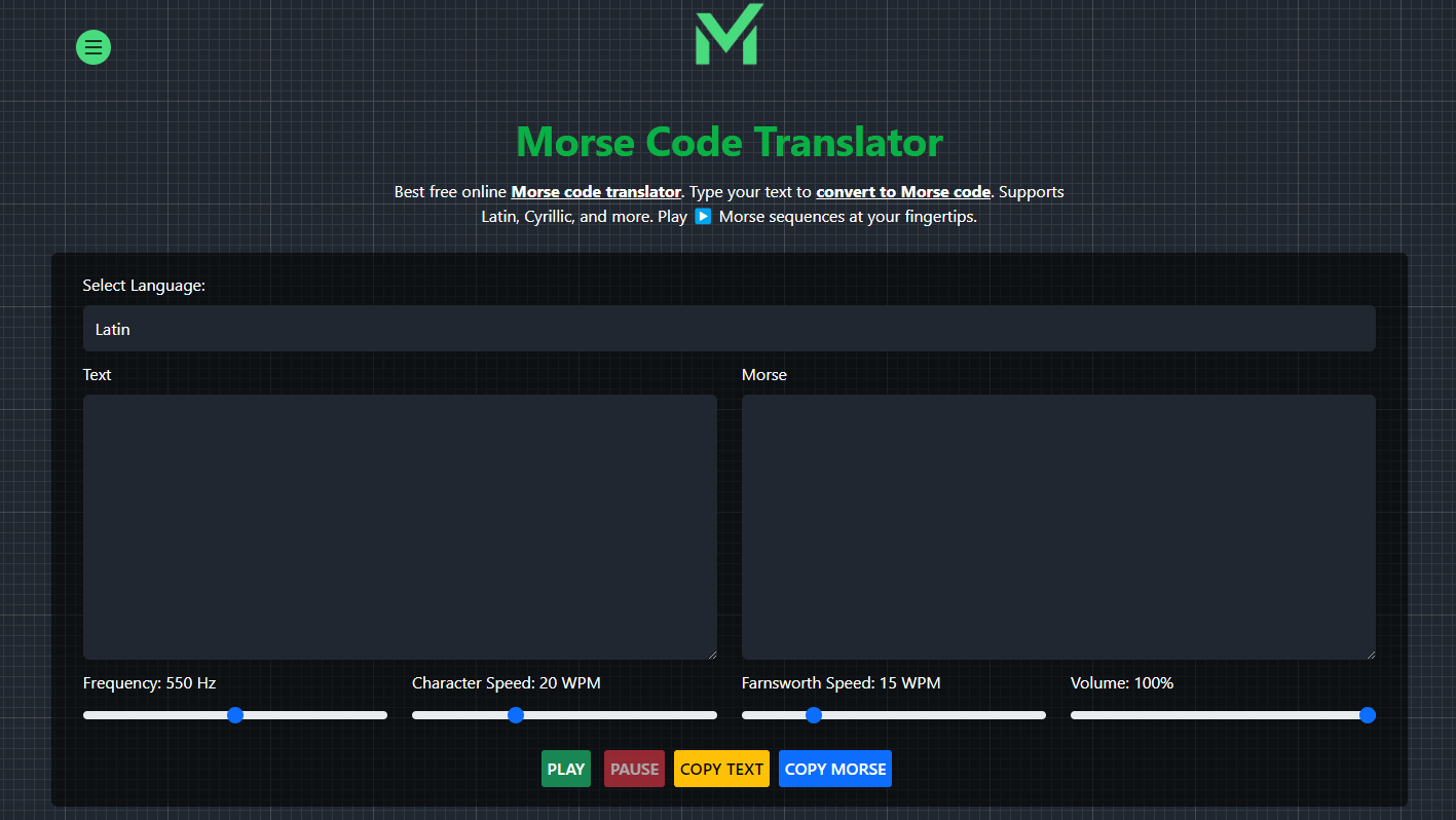 MorseGen Morse Code Translator Home