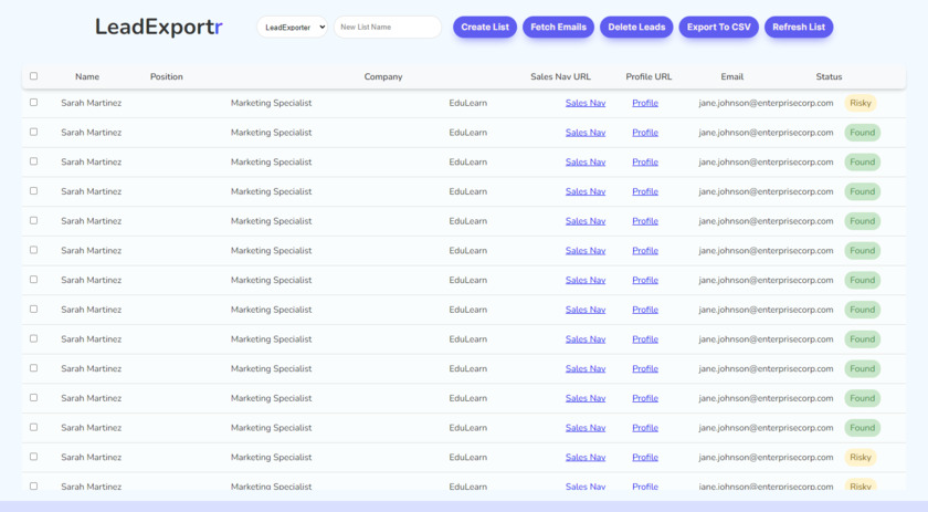 LeadExportr Landing Page