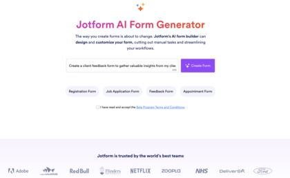 Jotform AI Form Builder screenshot