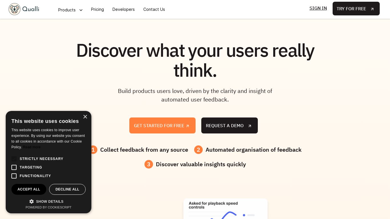 Qualli Landing page