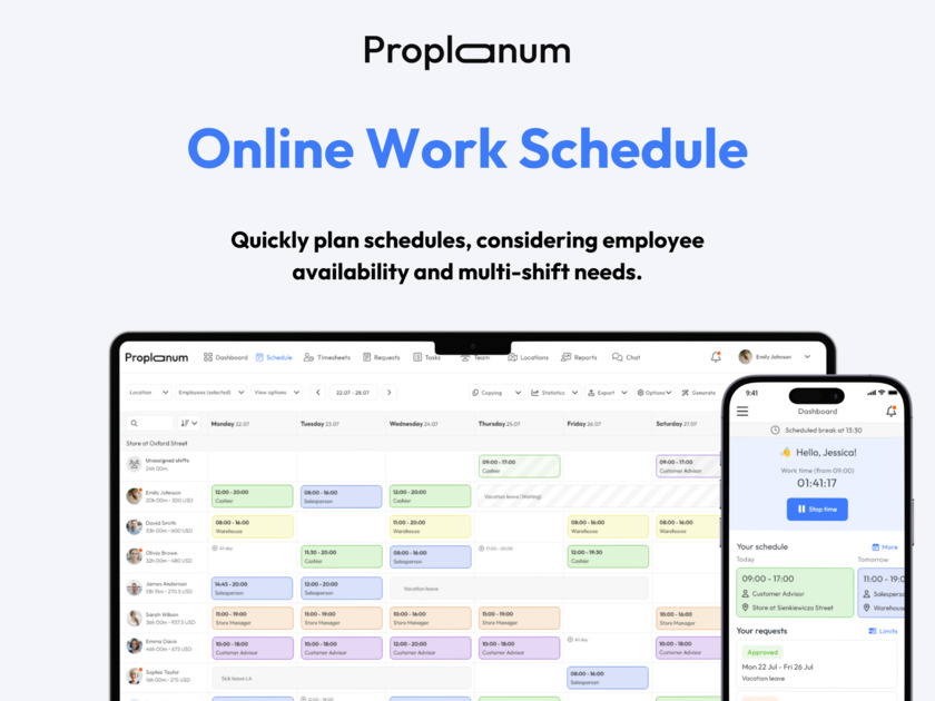 Proplanum Online Work Scheduling