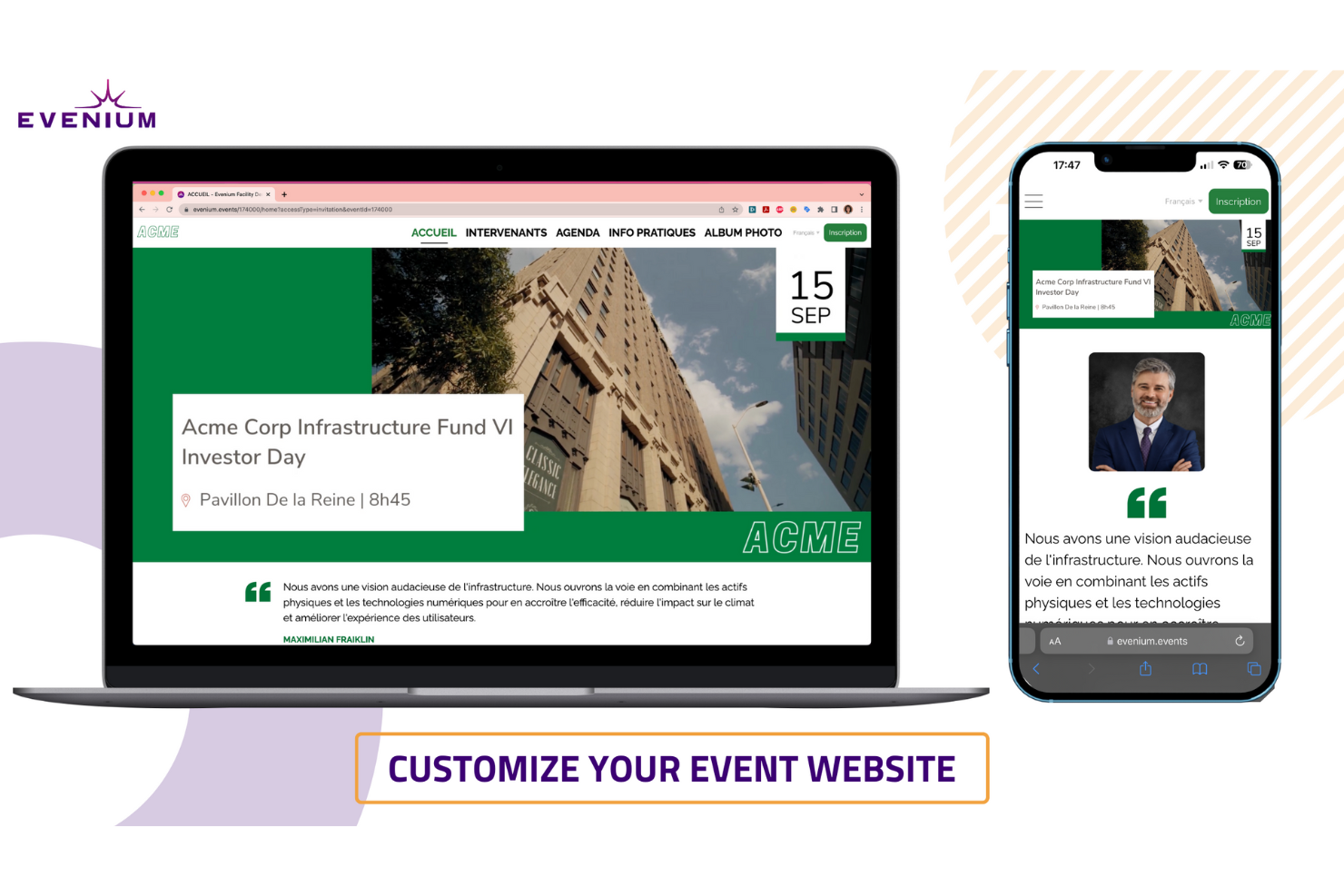 Evenium Customize your event website