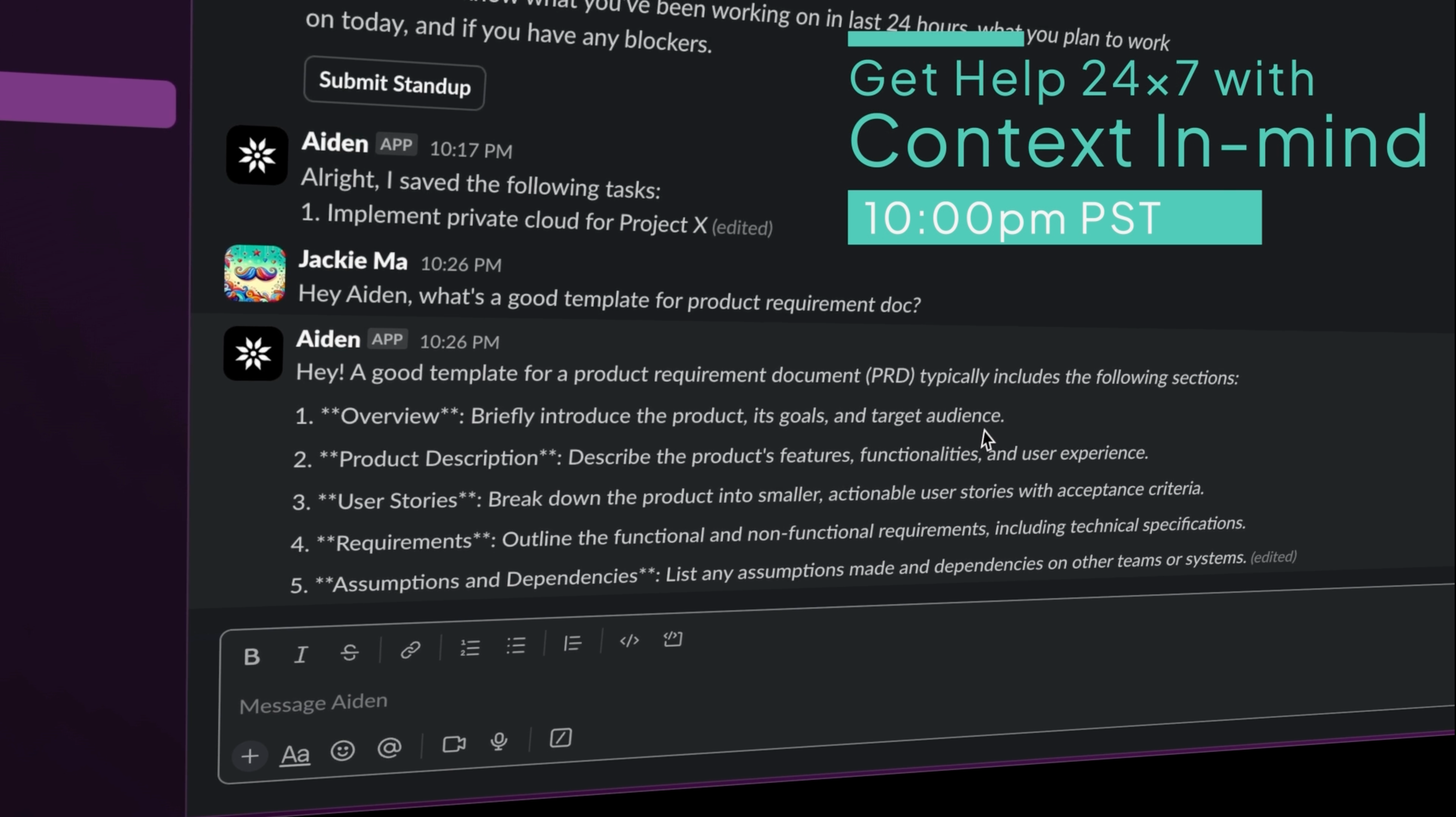 Aident.ai Chat with Aiden who knows all the context.