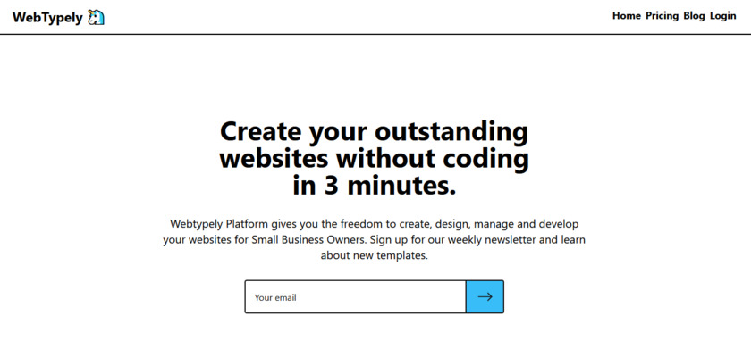 Webtypely Landing Page