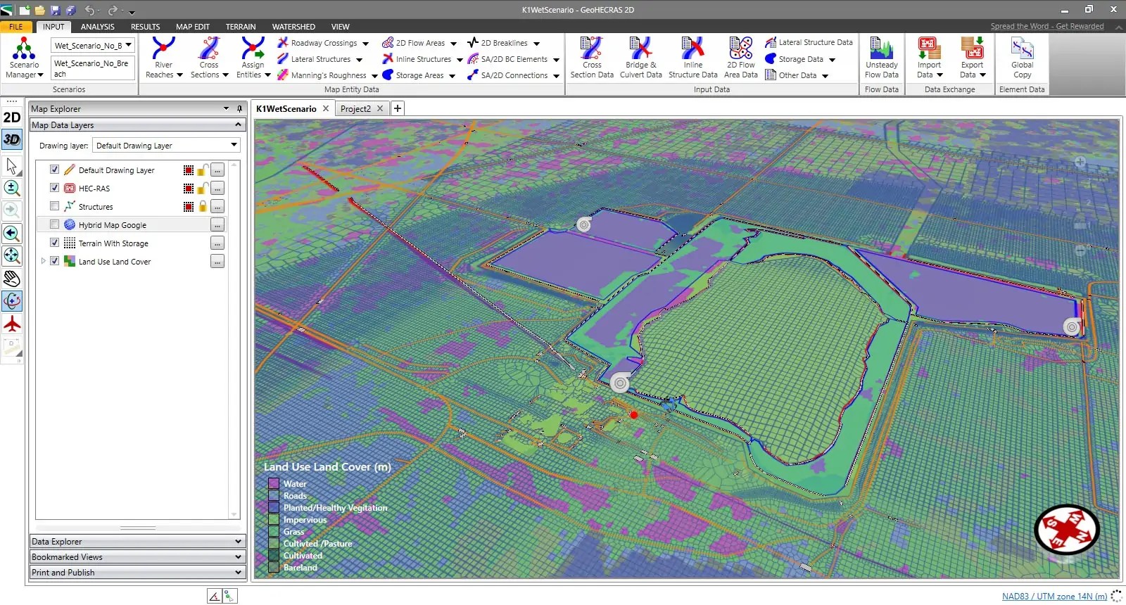 GeoHECRAS Included Land Use Coverage