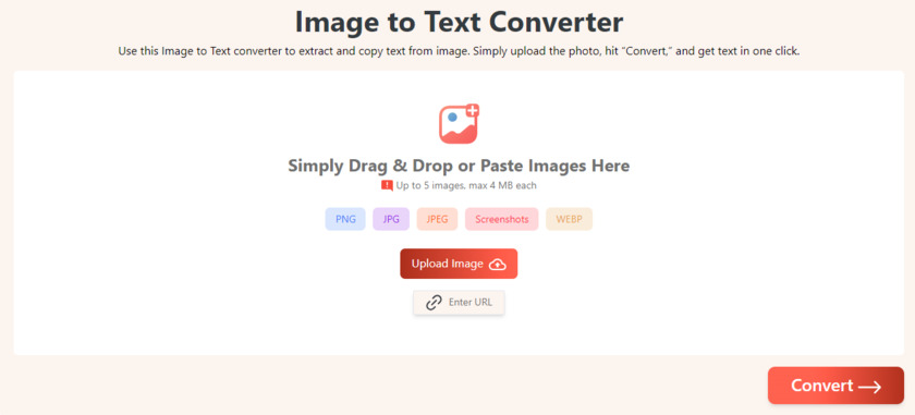 ImageToText.me Landing Page