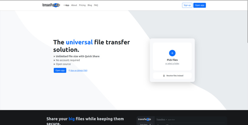 transfer.zip Landing page of transfer.zip