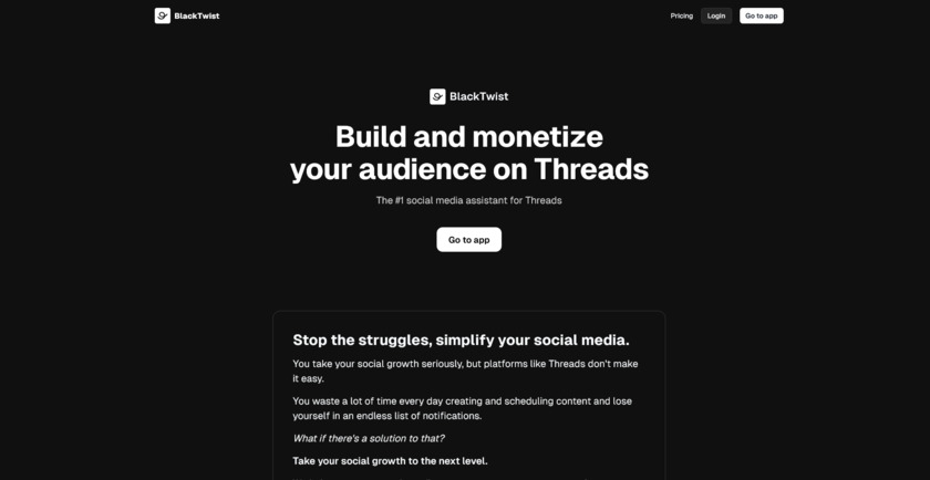 BlackTwist Landing page