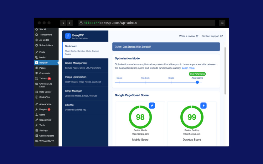 BerqWP Landing Page