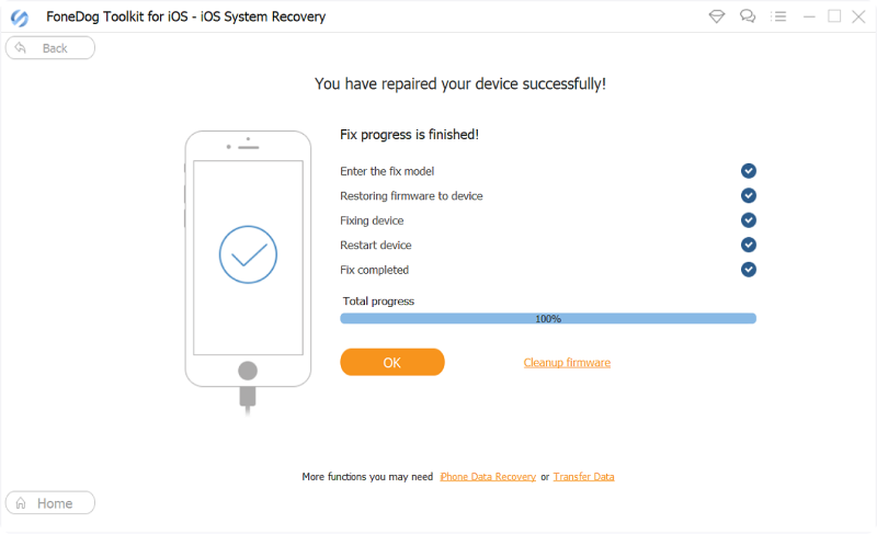 FoneDog iOS System Recovery repare complete