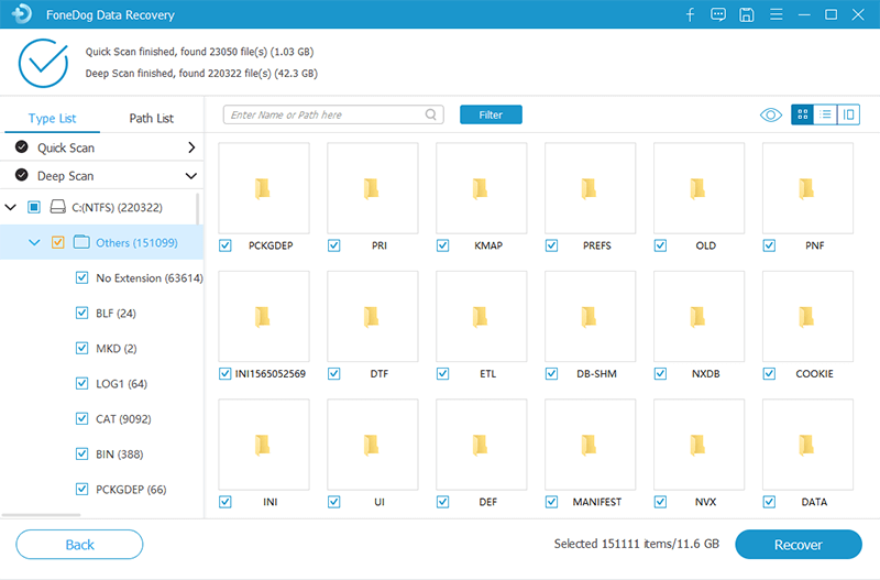 DogData Recovery deep scan type list