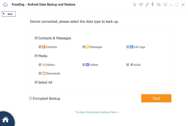 FoneDog Android Data Backup & Restore select data to backup