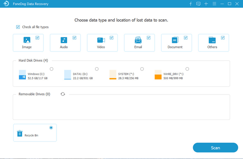 DogData Recovery choose data type