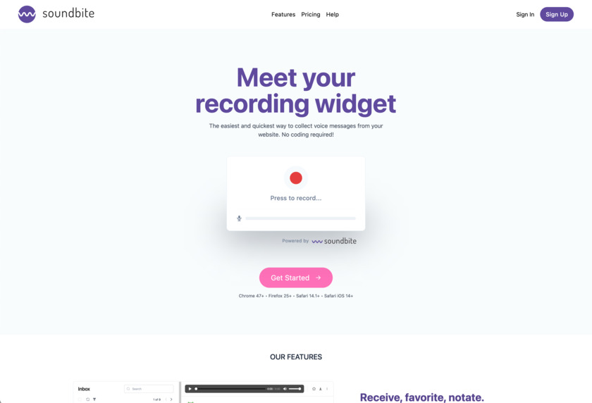 Soundbite Landing Page