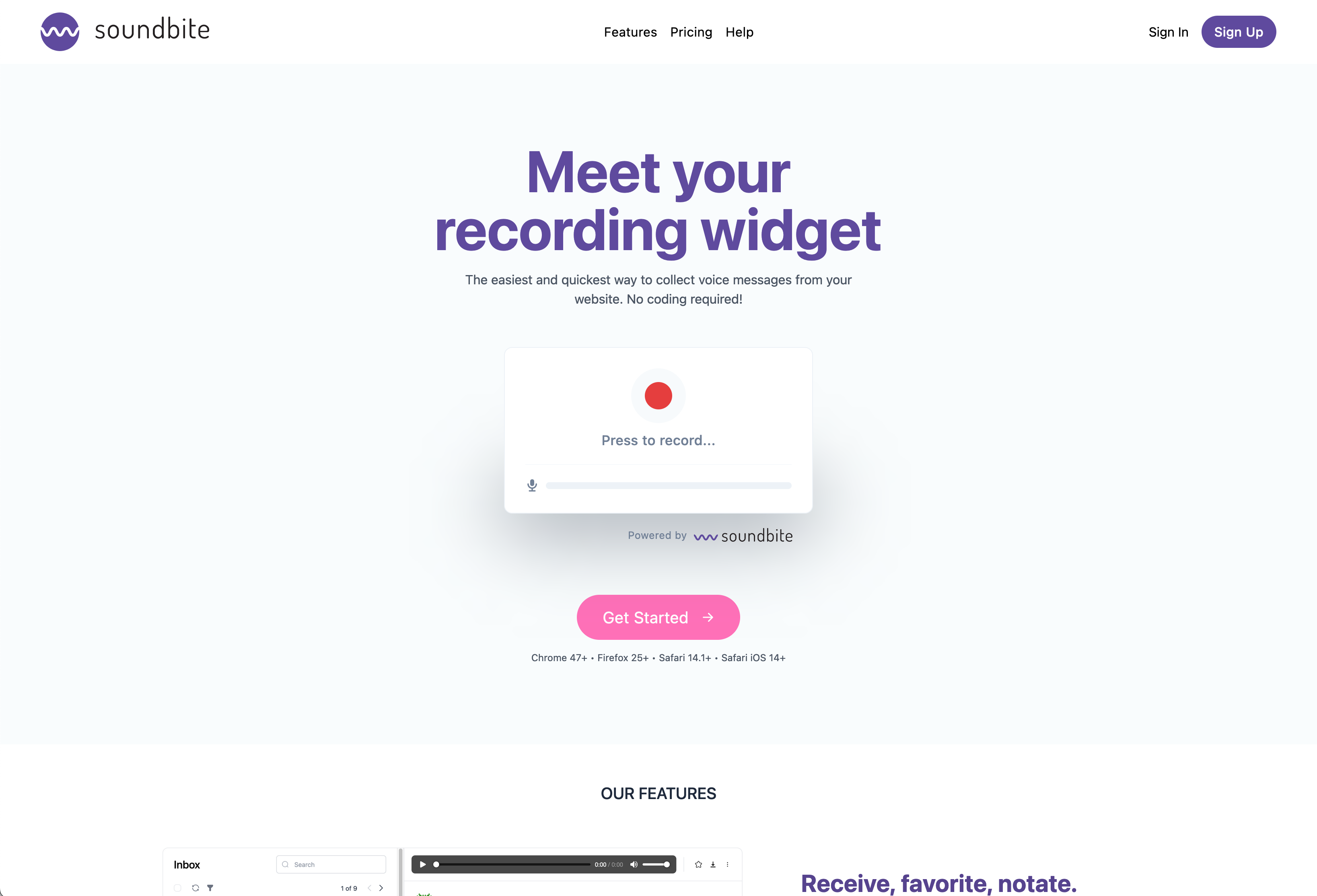 Soundbite Main page