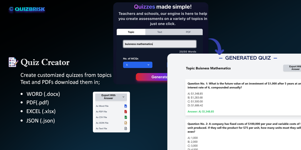 QuizBrisk Create Quiz