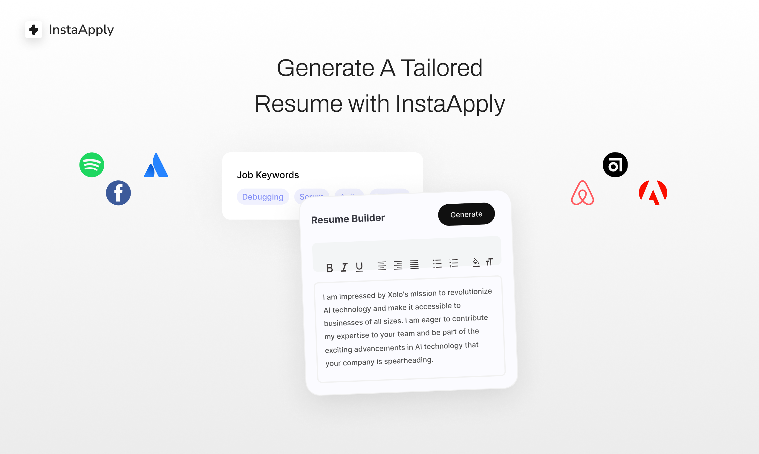 InstaApply Generate tailored resumes with InstaApply