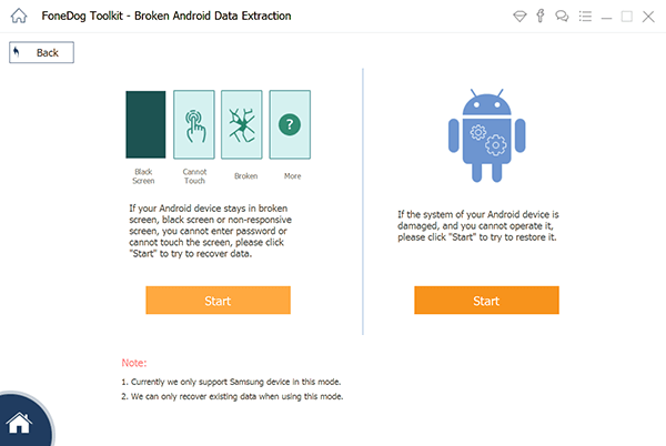 FoneDog Broken Android Data Extraction select state
