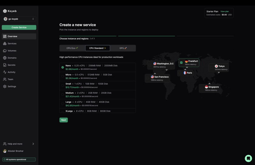 Koyeb Landing Page