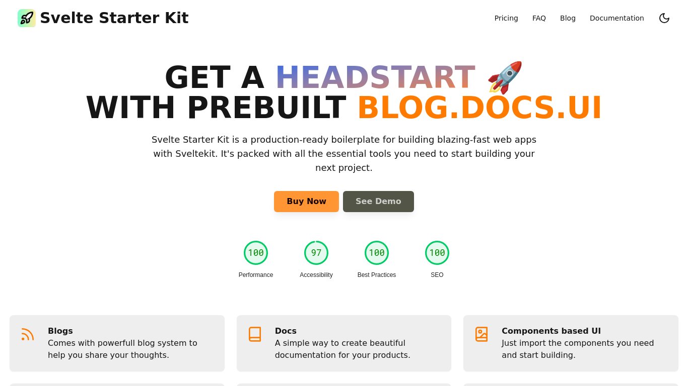 Svelte Starter Kit Landing page
