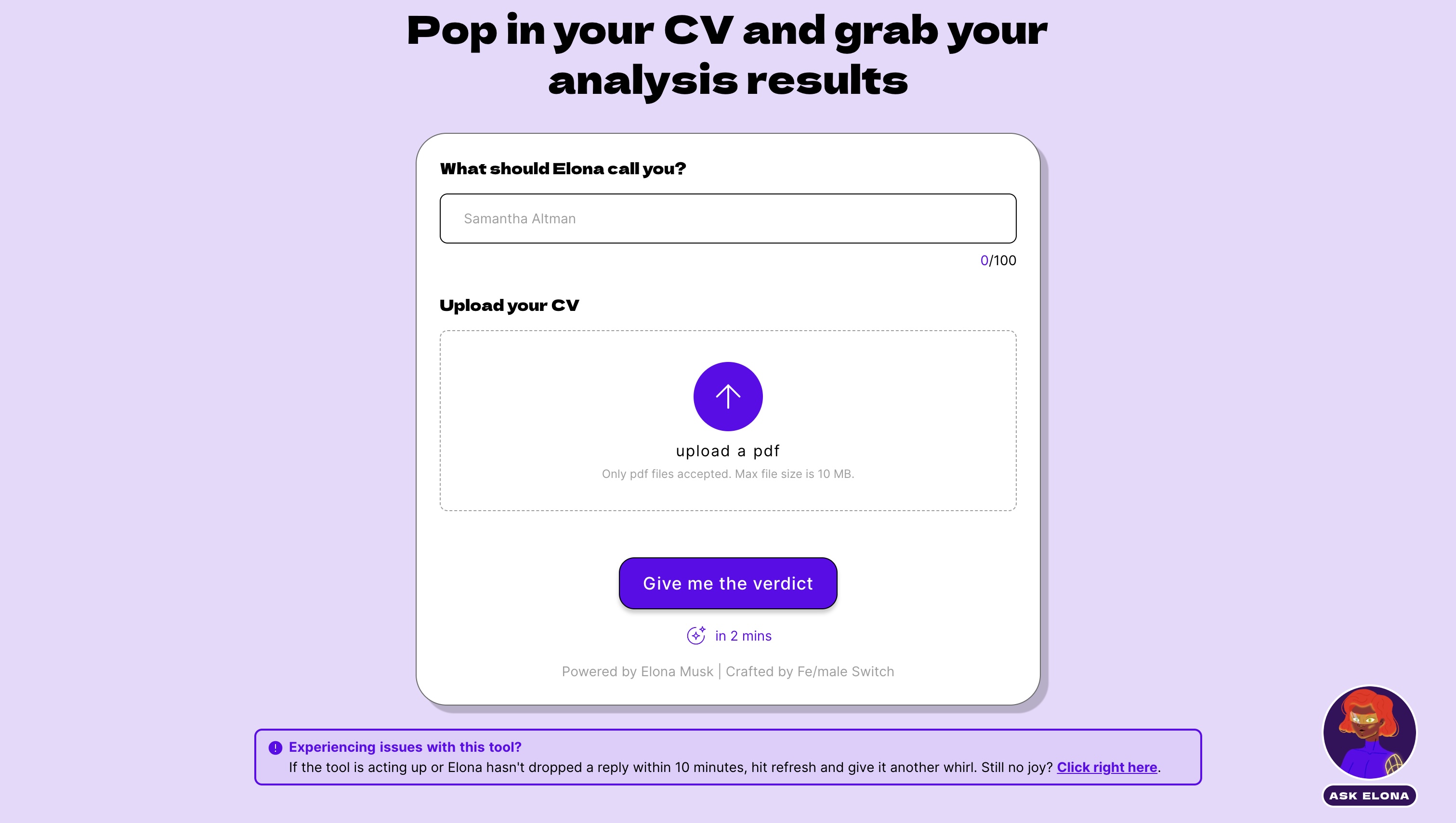 Female Switch App Example of a fun startup tool