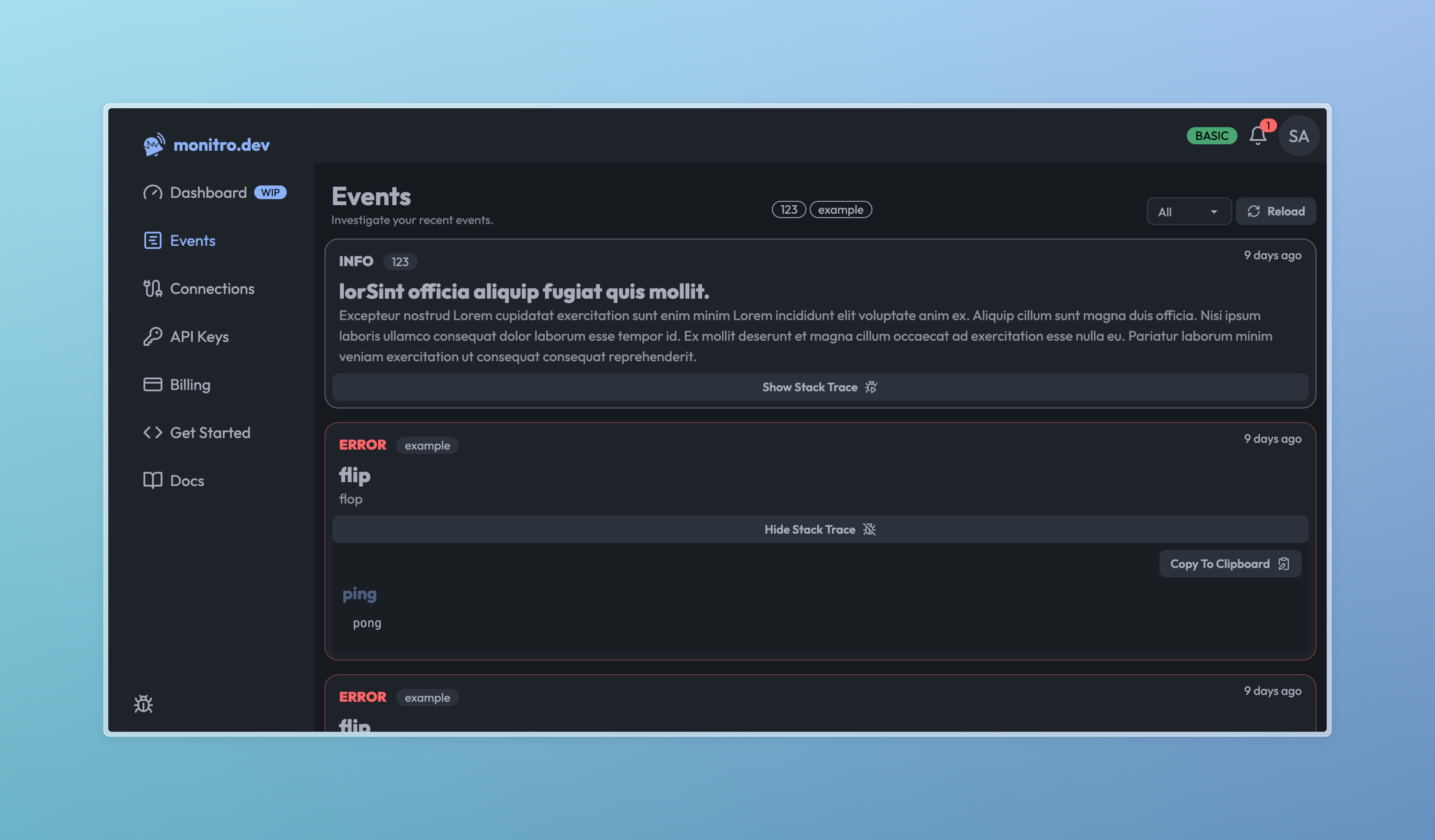 monitro.dev Events