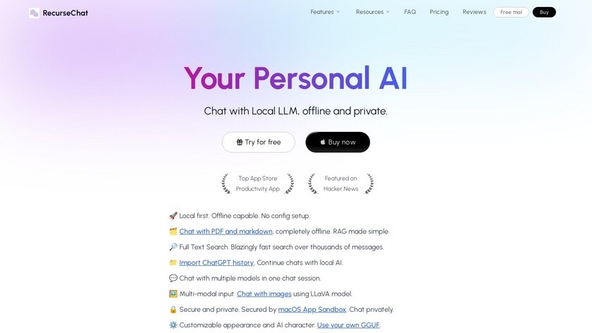 RecurseChat Landing Page