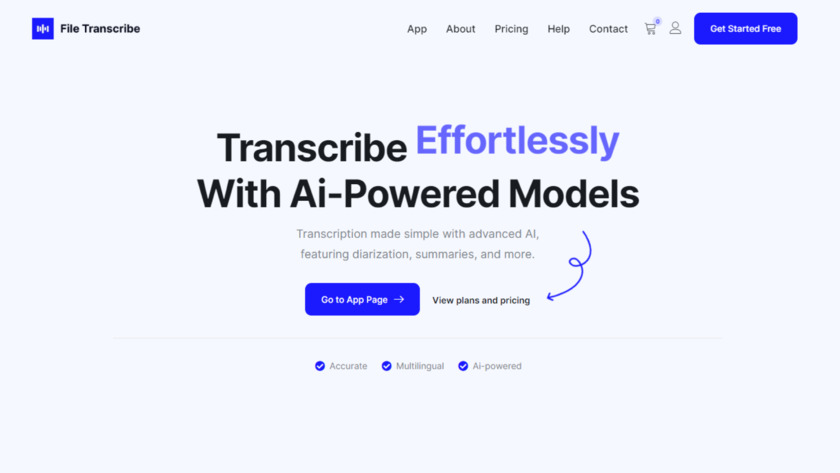 File Transcribe Landing Page