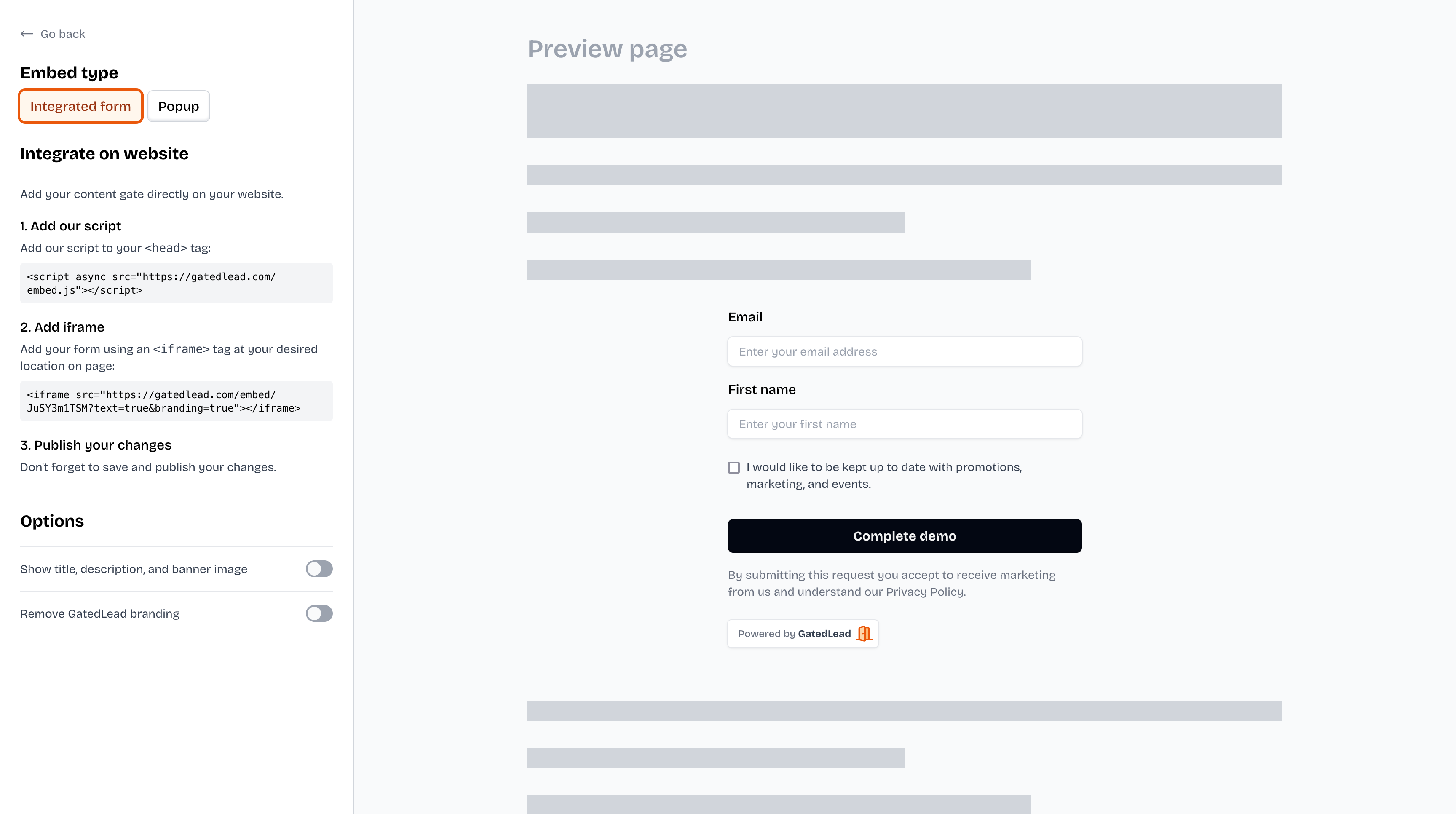 GatedLead Embed gated content on your website