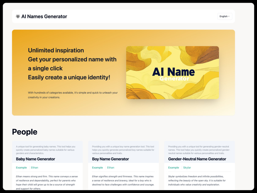 AI The Name Landing Page