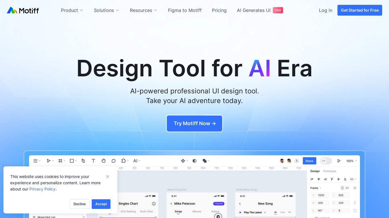 Motiff Landing page
