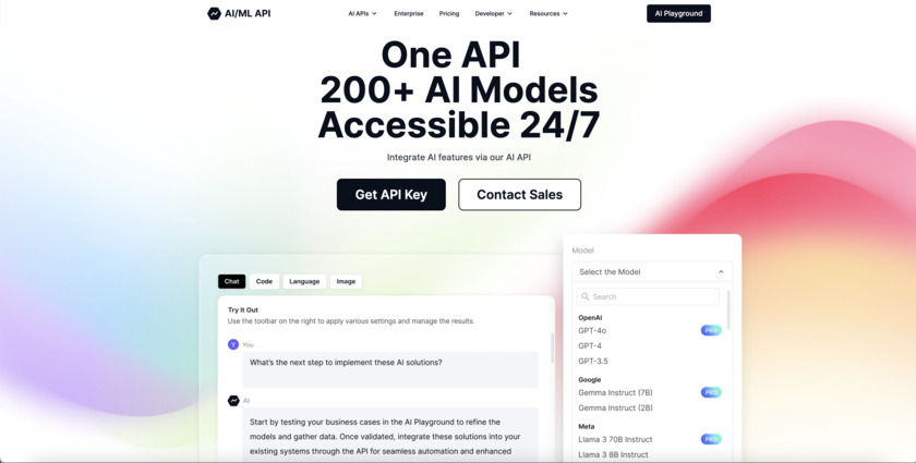 aimlapi.com Landing Page