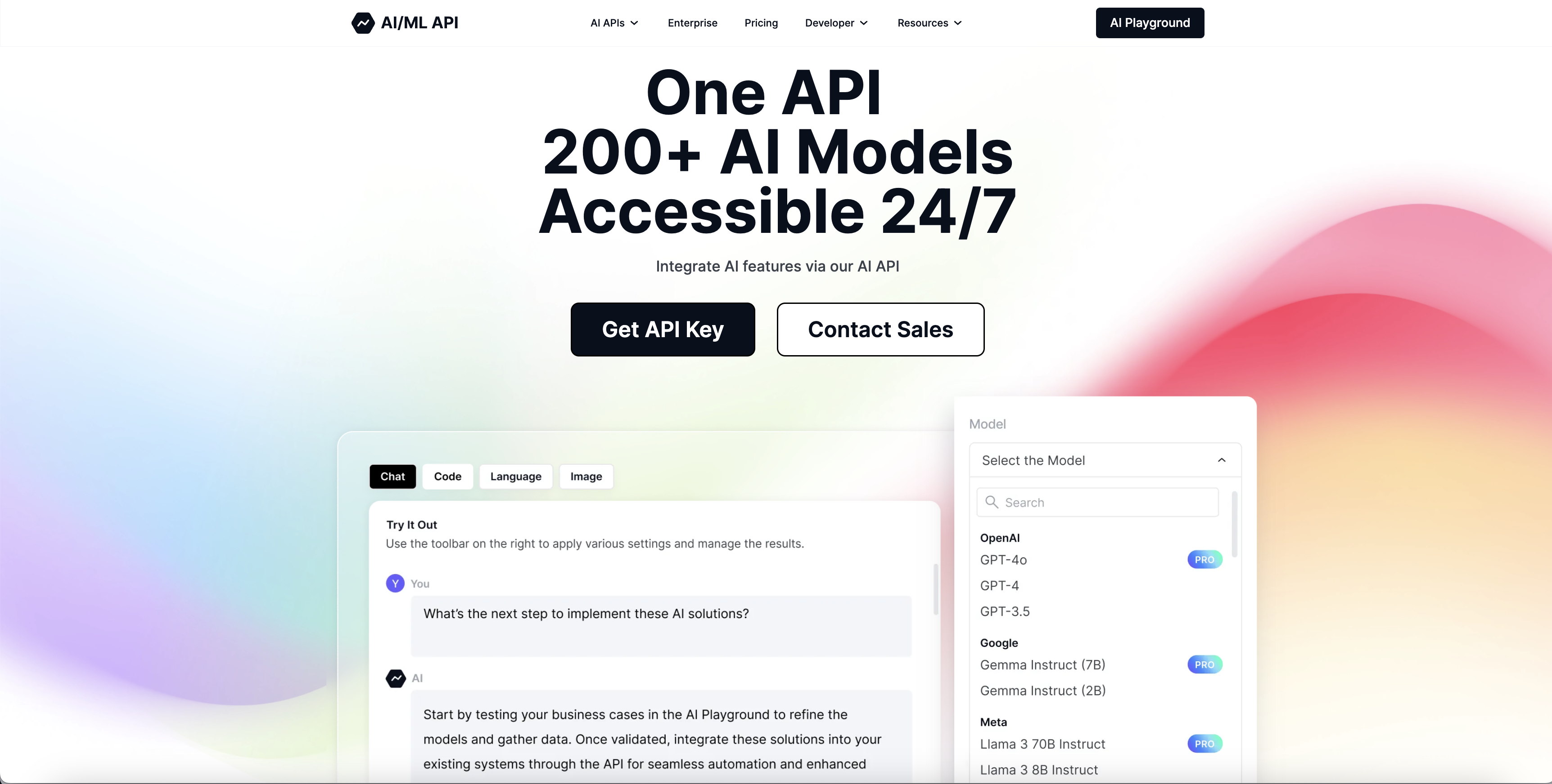 aimlapi.com Main page