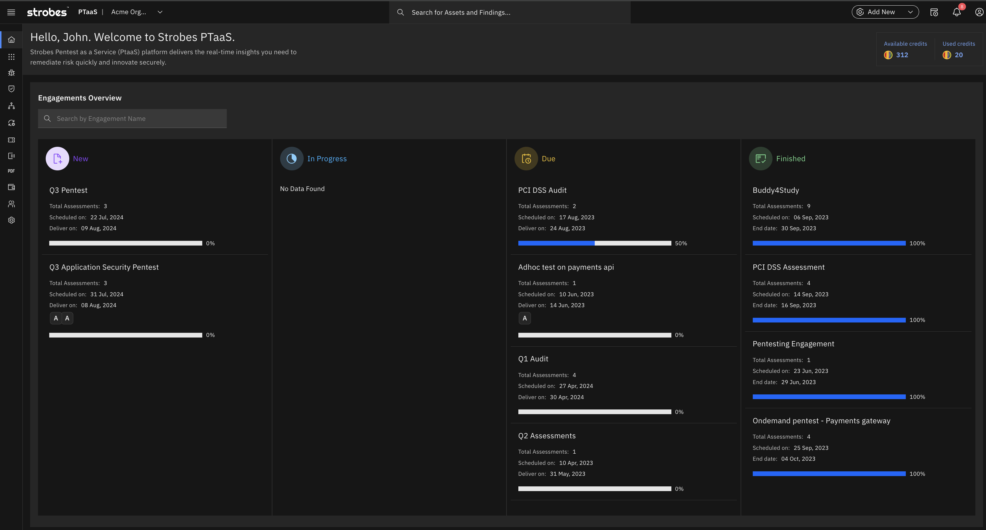 Strobes PTaaS PTaaS Dashboard