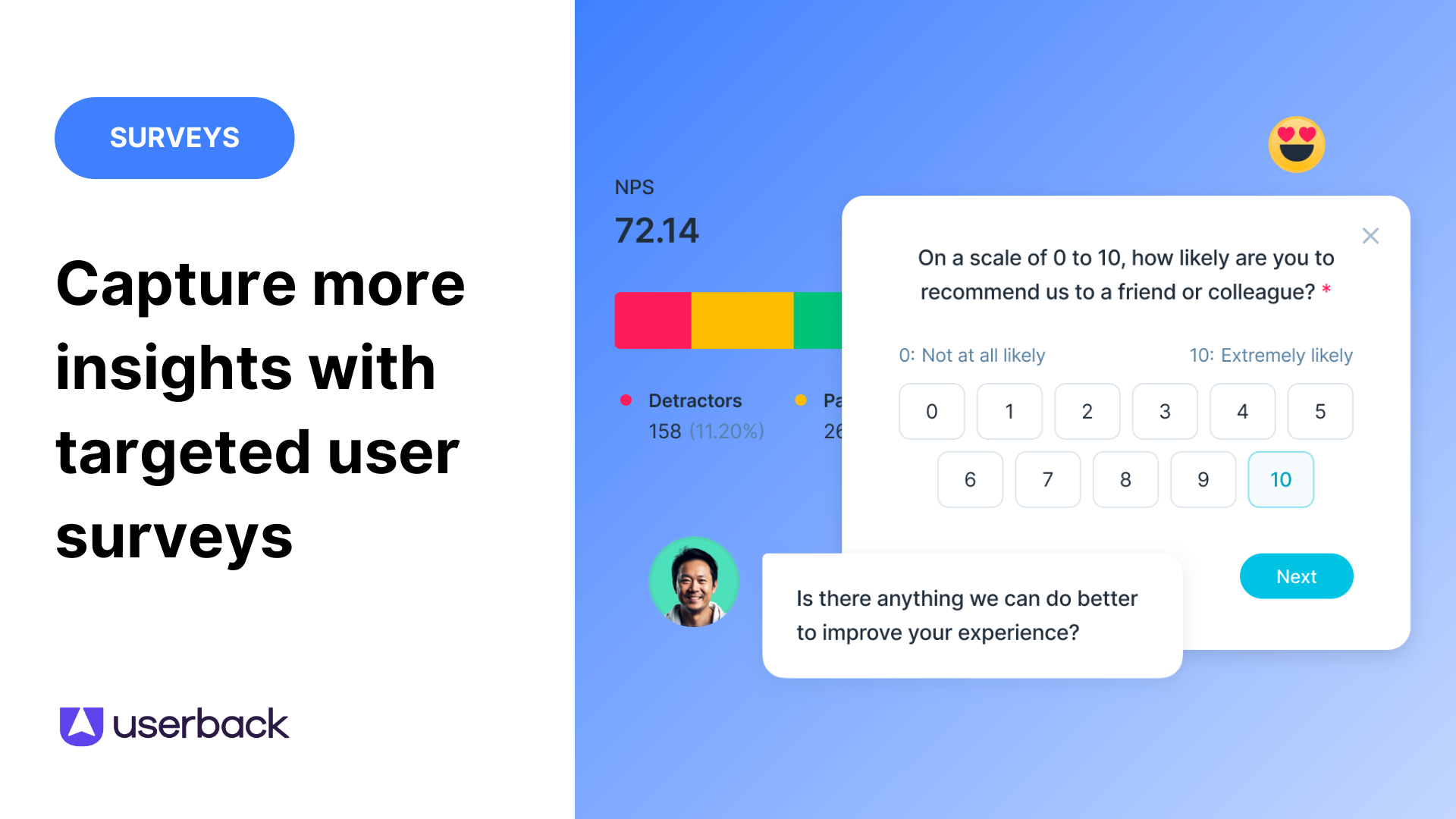 Userback Launch targeted user surveys