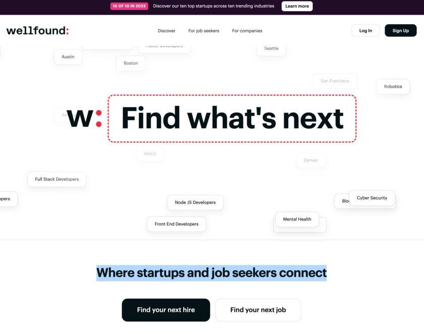 Wellfound Landing Page