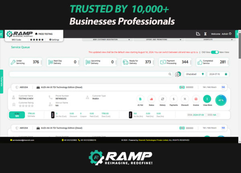 Ramp Workshop Management Home Page