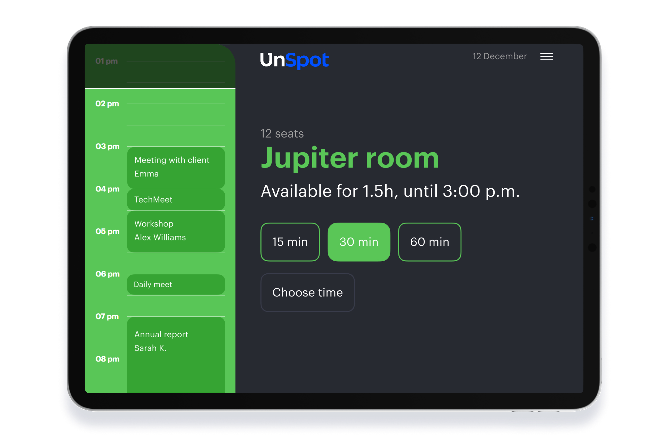 UnSpot Meeting room booking display