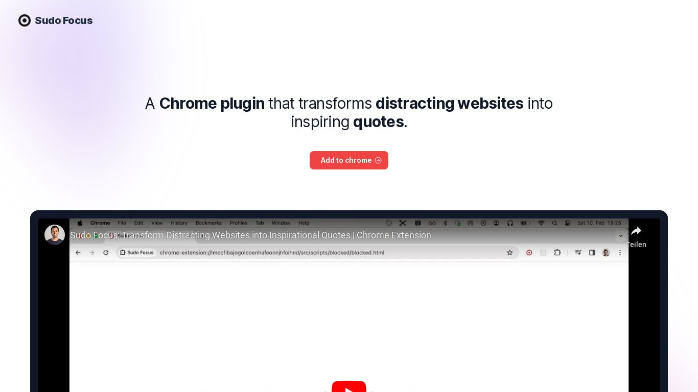 Sudo Focus Landing page