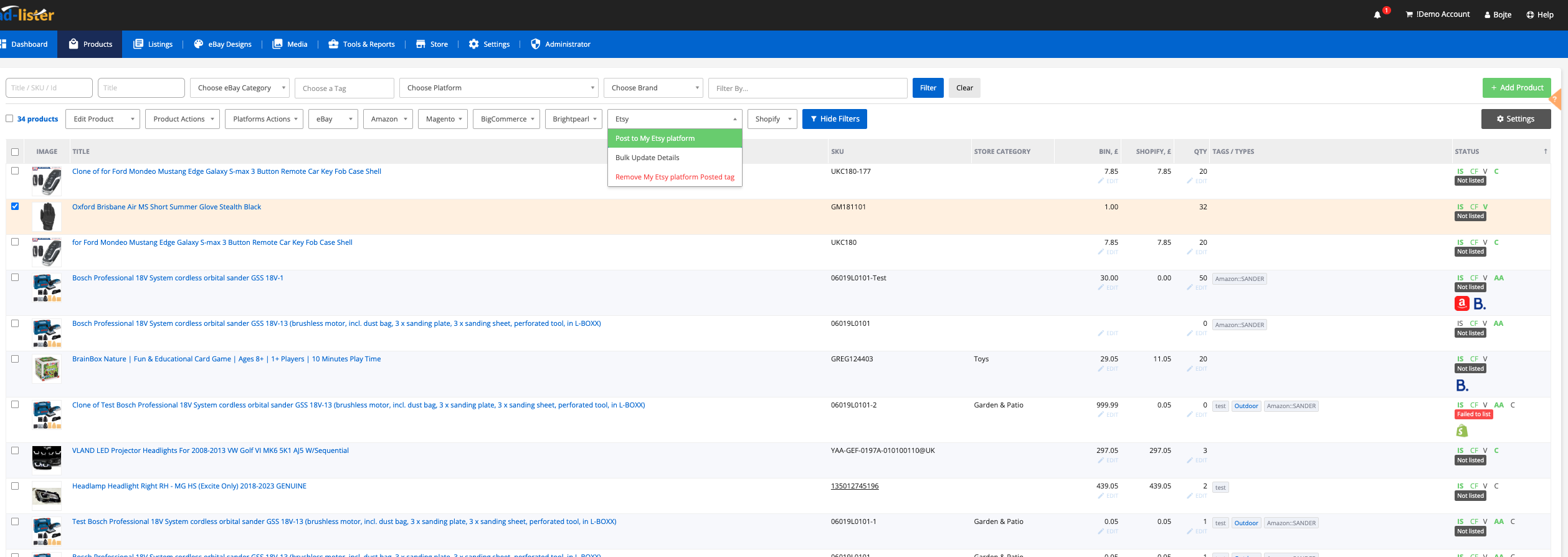 Ad-Lister Product Grid