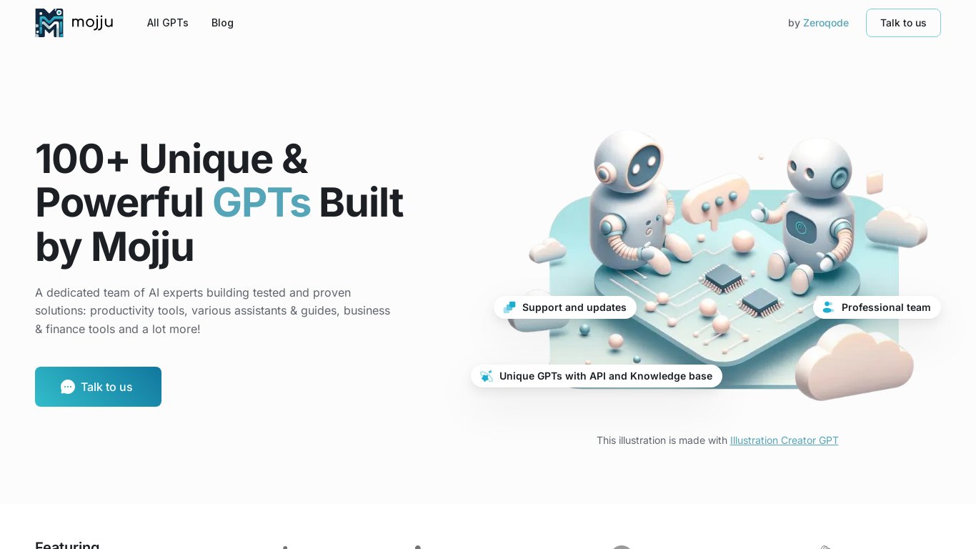 Mojju Landing page