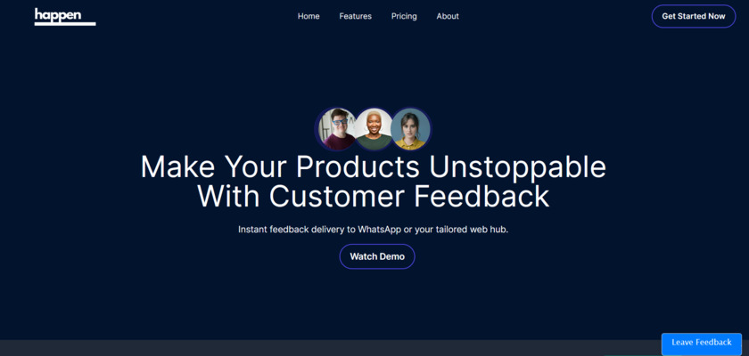 Happen Landing Page