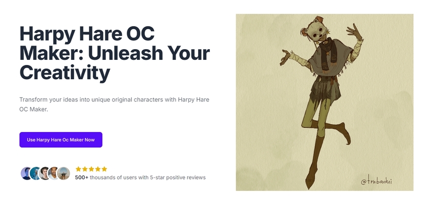 Harpy Hare OC Maker Landing Page